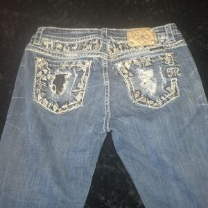 Miss Me Blue Distressed Boot Cut Capri